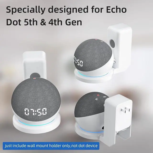 Alt view image 6 of 7 - WERLEO Wall Mount Holder for Echo Dot 5th 4th Generation, Outlet Hanger Stand with Built-in Cable Management,Hide Messy Wires Wall Mount, Space Saving Holder for Echo Dot Kids 5th 4th Gen