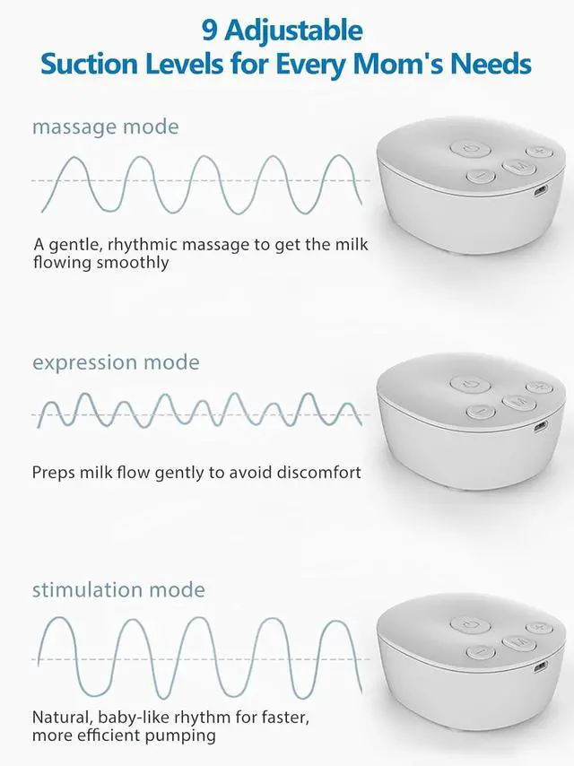 Alt view image 5 of 7 - WERLEO Double Electric Breast Pump with 3 Modes & 9 Adjustable Suction Levels, Anti-Backflow Design, BPA-Free Material, and USB Rechargeable for Comfortable and Convenient Milk Collection