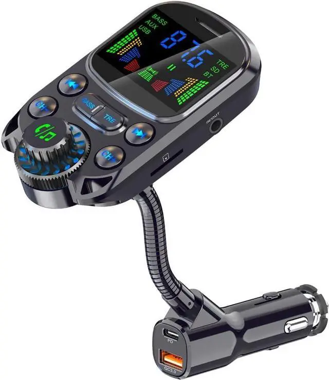 Main image of WERLEO Bluetooth FM Transmitter for Car 1.5" Color Screen Display Wireless Handsfree Radio Transmitter Car Charger Adapter Support TF Card USB Flash Drive 48W PD/ QC3.0 Dual USB Charging