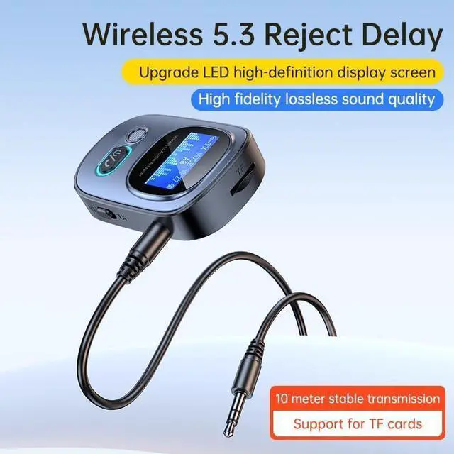 Alt view image 6 of 7 - WERLEO Bluetooth Transmitter Receiver, VR robot Bluetooth 5.3 Wireless Adapter with LCD Display, for Home Stereo/Headphones/Speakers/Home Theater/TV/PC/Car, with TF Card Output