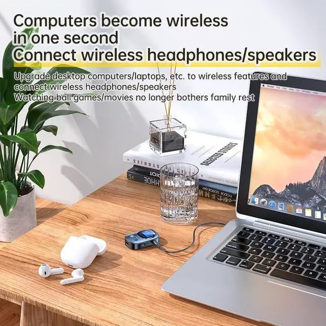 Alt view image 3 of 7 - WERLEO Bluetooth Transmitter Receiver, VR robot Bluetooth 5.3 Wireless Adapter with LCD Display, for Home Stereo/Headphones/Speakers/Home Theater/TV/PC/Car, with TF Card Output