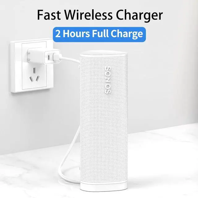 Alt view image 6 of 7 - WERLEO Wireless Charger Magnetic Base Power up Charging Dock Compatible with Sonos Roam, Roam SL, Roam Gen 2nd/1st Bluetooth Speaker - White