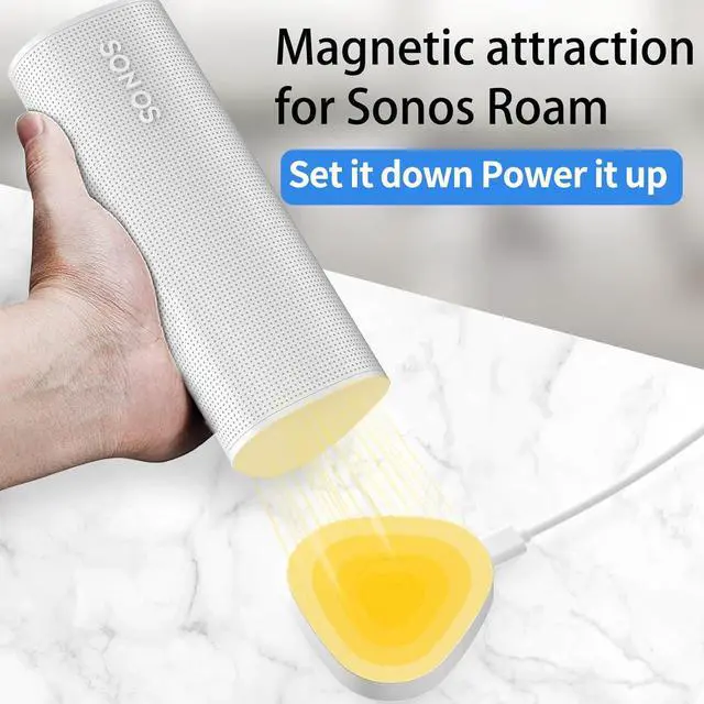 Alt view image 4 of 7 - WERLEO Wireless Charger Magnetic Base Power up Charging Dock Compatible with Sonos Roam, Roam SL, Roam Gen 2nd/1st Bluetooth Speaker - White