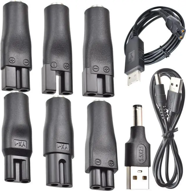 Main image of WERLEO 9 PCS Replacement Power Cord 5V Charger USB Adapter Suitable for Electric Hair Clippers, Beard Trimmers, Shavers, Beauty Instruments, Desk Lamps, Purifiers