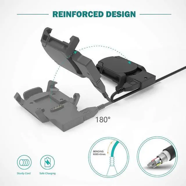Alt view image 4 of 7 - WERLEO Charger Compatible with Garmin Fenix 3, Fenix 3 Sapphire, Fenix 3 HR, Quatix 3, Tactix Bravo,D2 Bravo - 1M, Smart Watch Accessories