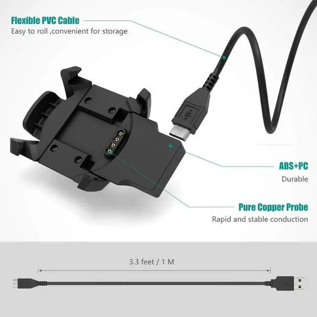Alt view image 3 of 7 - WERLEO Charger Compatible with Garmin Fenix 3, Fenix 3 Sapphire, Fenix 3 HR, Quatix 3, Tactix Bravo,D2 Bravo - 1M, Smart Watch Accessories