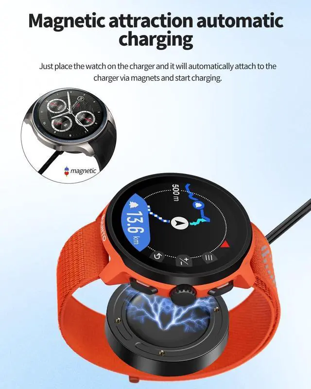 Alt view image 5 of 7 - WERLEO Charger Cable for suunto Run, KONXISA Smartwatch 3.3ft Replacement Magnetic Type-C Fast Charging Cable, Charging Cable with USB Adapter, Portable Magnetic Charger Compatible suunto Run