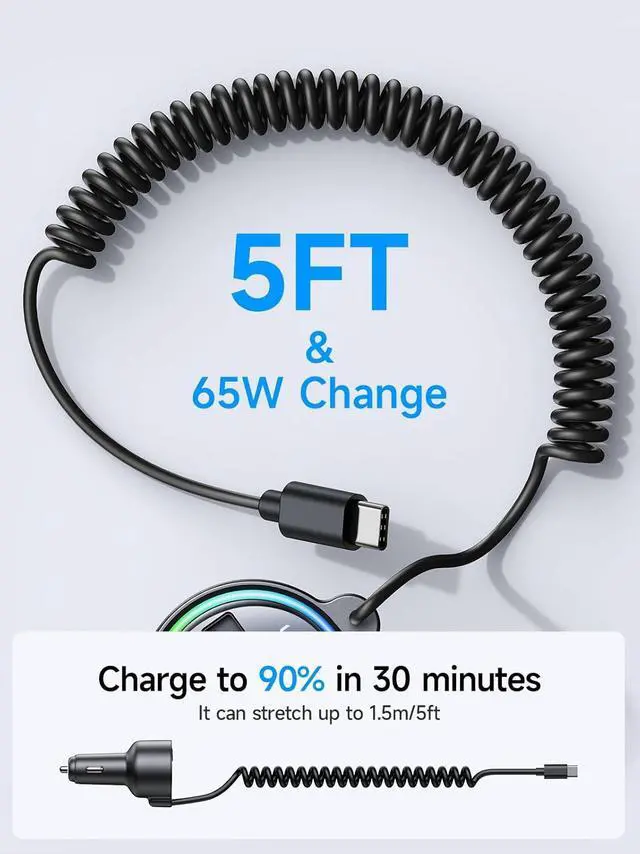 Alt view image 5 of 7 - WERLEO 77W Bluetooth 5.4 FM Transmitter Car Adapter [PD3.0 65W+12W Fast Charging] Bluetooth Car Adapter [Deep Bass&Lossless Call Sound] Radio Bluetooth Transmitter for Car HiFi Mic & Colors LED Displa