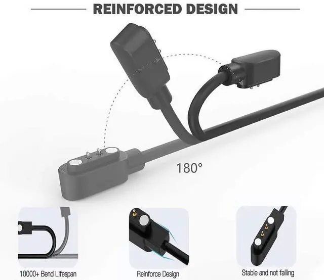Alt view image 5 of 5 - WERLEO [2 Pack] Charger Compatible with GEUYNAY S18 / mojawa Run Plus/Bxswtu X7 / Atopskins X7 / H2O Audio TRI PRO Bone Conduction Headphones, 2FT Replacement USB Charging Magnetic Cable Cord