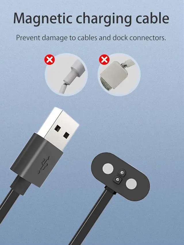Alt view image 5 of 7 - WERLEO [2 pack] Charger for Mojawa Run Air Mojo 2 Bone Conduction Headphones, Magnetic USB Charging Cable 1.96ft/60cm,Charger Cable for Mojawa Run Air Mojo 2 Open Ear Headphones