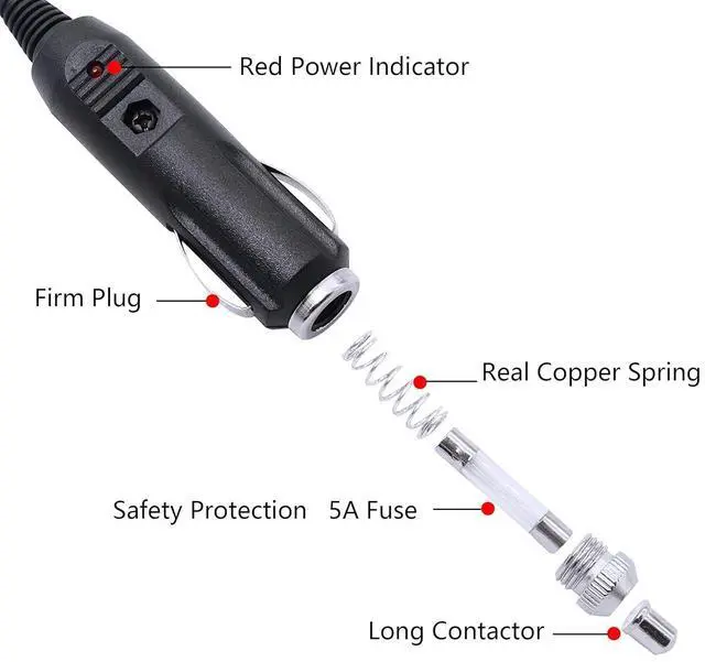 Alt view image 2 of 6 - WERLEO inLoon Cigarette Lighter SAE Battery Charger Cable, 12V 5A Cigarette Lighter Plug to SAE Quick Release Adapter Extension Charging Cable with Fuse and LED Light (35cm)