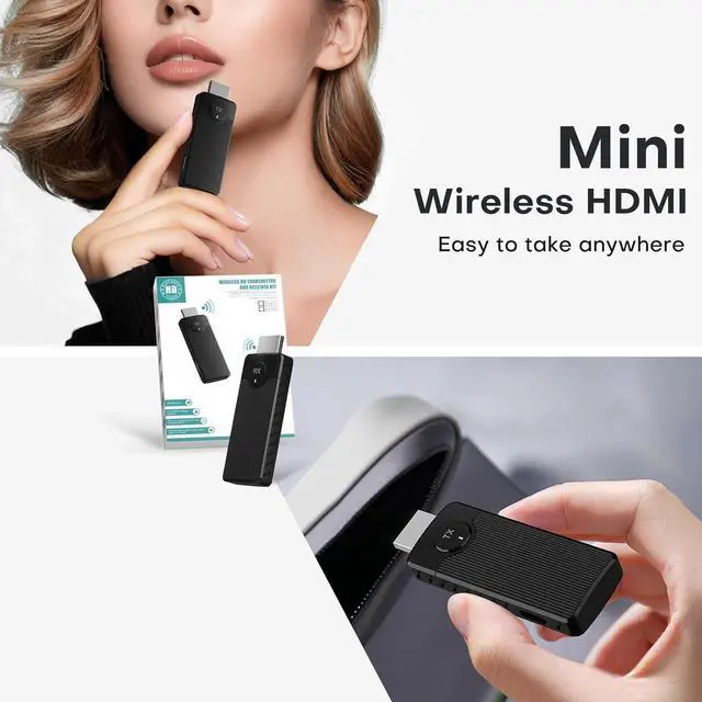 Alt view image 4 of 7 - Wireless HDMI for Streaming,Transmitter and Receiver Kit, Built-in Antenna Low-Latency Transmission of 1080P HD Video Streams, 2.4/5.8GHz Dual-Band, Auto Pairing for PC/Laptop/TV/Monitor/Projector