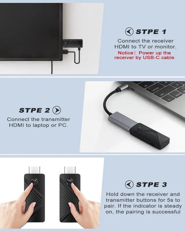 Alt view image 5 of 7 - WERLEO Wireless HDMI Transmitter and Receiver, Temracha 1080P Plug & Play Portable Adapter, Supports 2.4/5GHz for Streaming Video up to 100FT, Ideal for Laptop/PC/TV Box