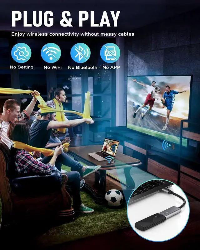 Alt view image 6 of 7 - WERLEO Wireless HDMI Transmitter and Receiver, Temracha 1080P Plug & Play Portable Adapter, Supports 2.4/5GHz for Streaming Video up to 100FT, Ideal for Laptop/PC/TV Box