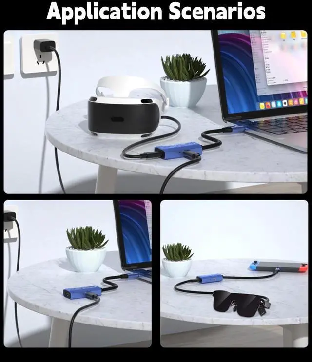 Alt view image 7 of 7 - WERLEO USB C to Glasses and Charging Adapter, AR Glasses Adapter, Charge and Play, 4K 60Hz + PD3.0 100W Fast Charging, Xreal Hub Xreal Adapter for Steam Deck Switch AR XR Glasses