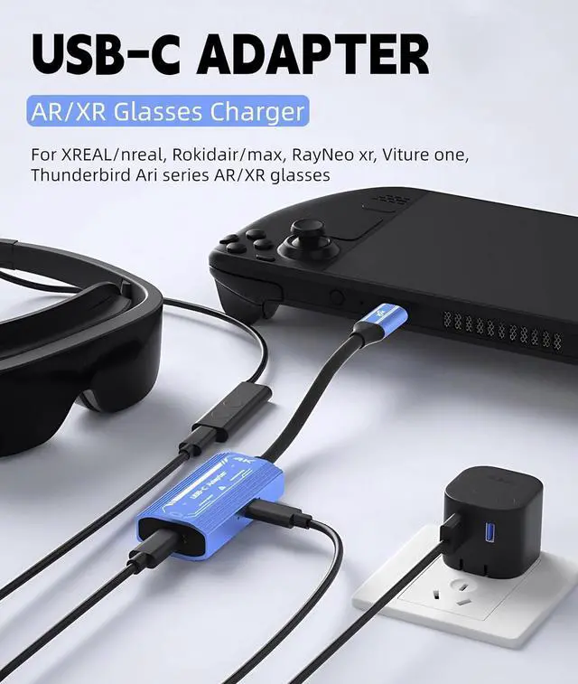 Alt view image 3 of 7 - WERLEO USB C to Glasses and Charging Adapter, AR Glasses Adapter, Charge and Play, 4K 60Hz + PD3.0 100W Fast Charging, Xreal Hub Xreal Adapter for Steam Deck Switch AR XR Glasses