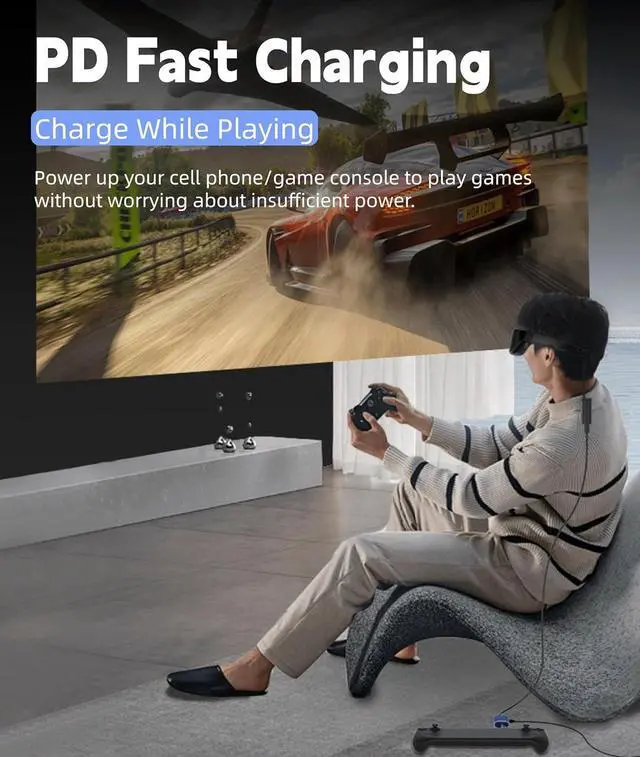 Alt view image 6 of 7 - WERLEO USB C to Glasses and Charging Adapter, AR Glasses Adapter, Charge and Play, 4K 60Hz + PD3.0 100W Fast Charging, Xreal Hub Xreal Adapter for Steam Deck Switch AR XR Glasses