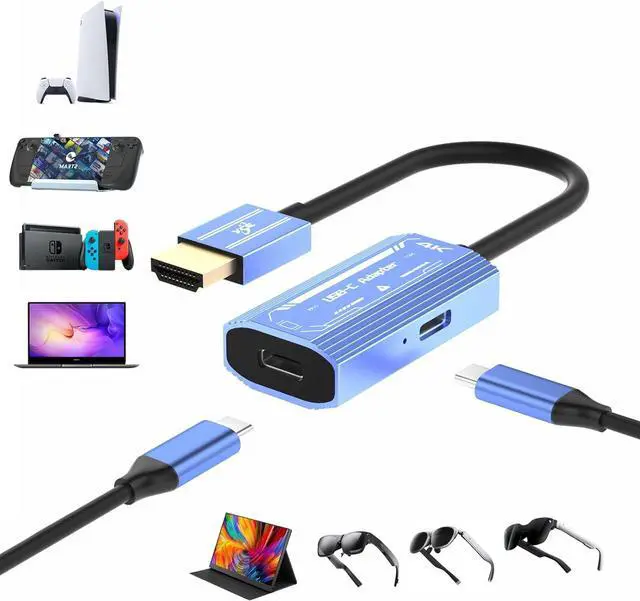 Main image of WERLEO HDMI to USB C AR Glasses Adapter(4K@60Hz). C Port Be Suitable for XR/AR Glasses,Portable Monitor, Projector. HDMI Port Compatible Steam Deck,PS4/5,Xbox,Desktop PC, Laptop.Plug and Play