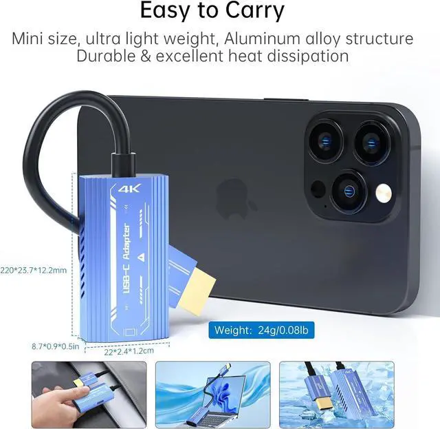 Alt view image 6 of 7 - WERLEO HDMI to USB C AR Glasses Adapter(4K@60Hz). C Port Be Suitable for XR/AR Glasses,Portable Monitor, Projector. HDMI Port Compatible Steam Deck,PS4/5,Xbox,Desktop PC, Laptop.Plug and Play