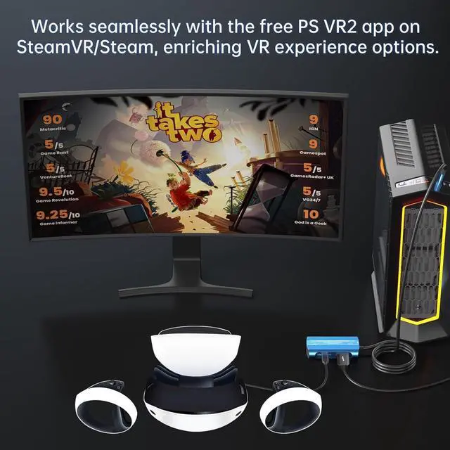 Alt view image 5 of 6 - WERLEO PSVR2 PC Adapter Accessories Kit.Includes DP1.4 Cable and Expandable Power Adapter. Expand Your PSVR2 Game Library to Achieve Stable Links, Reduce Game Latency