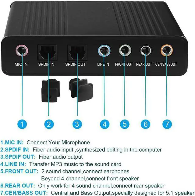Alt view image 3 of 7 - WERLEO USB 2.0 External Sound Card 6 Channel 5.1 Surround Optical S/PDIF Audio Sound Card Adapter for PC Laptop Recording Compatible with Windows 10/8 / 7/ XP