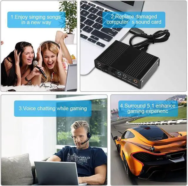 Alt view image 7 of 7 - WERLEO USB 2.0 External Sound Card 6 Channel 5.1 Surround Optical S/PDIF Audio Sound Card Adapter for PC Laptop Recording Compatible with Windows 10/8 / 7/ XP