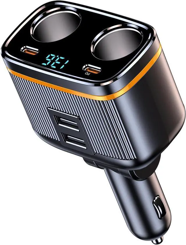 Main image of WERLEO 12V/24V 2-Socket 6 in 1 Cigarette Lighter Splitter with Voltage Detection, Alanph 145W Car Charger Adapter Dual USB QC3.0 &Type-C PD45W Fast Charging (6-Port)