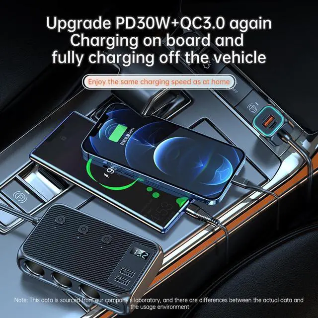 Alt view image 4 of 7 - WERLEO Car Cigarette Lighter Adapter Splitter, 9 in 1 Cigarette Lighter USB Charger 3 Socket USB C Car Charger Adapter with Voltmeter 12V/24V 171W Plug Outlet Fast Charging for Phone Laptop Car