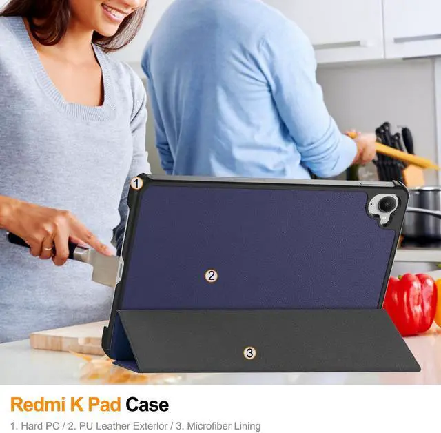 Alt view image 5 of 7 - WERLEO Case for Xiaomi Redmi K Pad 8.8 Inch, Tri fold Slim Lightweight Hard Shell Smart Protective Cover with Multi-Angle Stand, Universal Stylus Pen Blue