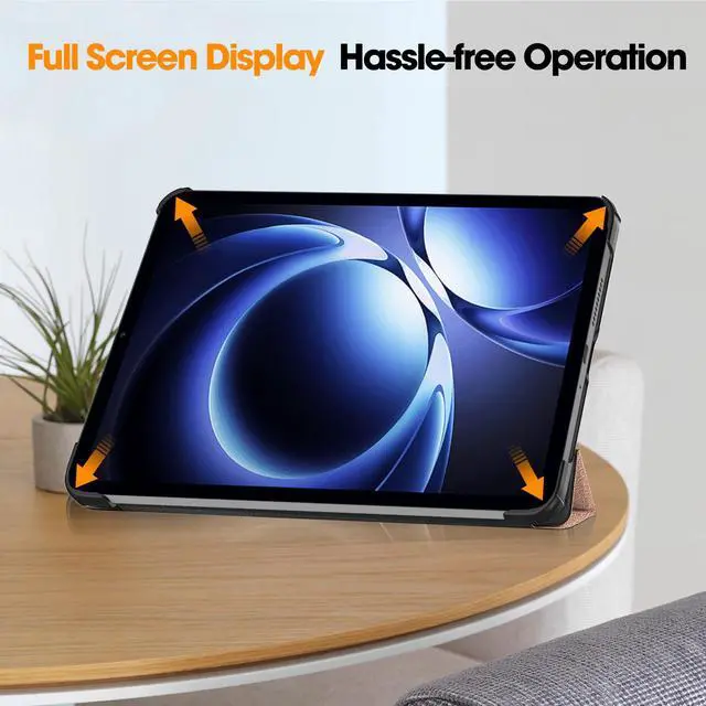 Alt view image 3 of 7 - WERLEO Case for Xiaomi Redmi K Pad 8.8 Inch, Tri fold Slim Lightweight Hard Shell Smart Protective Cover with Multi-Angle Stand, Universal Stylus Pen Rose Gold