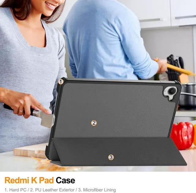 Alt view image 5 of 7 - WERLEO Case for Xiaomi Redmi K Pad 8.8 Inch, Tri fold Slim Lightweight Hard Shell Smart Protective Cover with Multi-Angle Stand, Universal Stylus Pen Gray