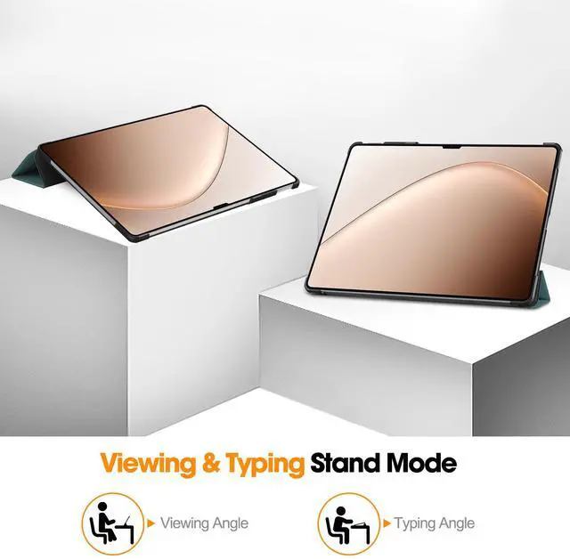 Alt view image 3 of 7 - WERLEO Case for Xiaomi Pad 7 Ultra 14 Inch, Tri fold Slim Lightweight Hard Shell Smart Protective Cover with Multi-Angle Stand, Universal Stylus Pen Dark Green