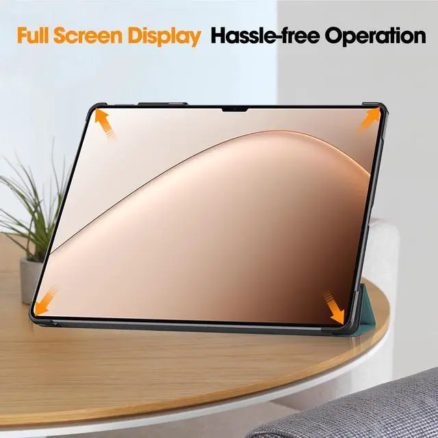 Alt view image 7 of 7 - WERLEO Case for Xiaomi Pad 7 Ultra 14 Inch, Tri fold Slim Lightweight Hard Shell Smart Protective Cover with Multi-Angle Stand, Universal Stylus Pen Dark Green