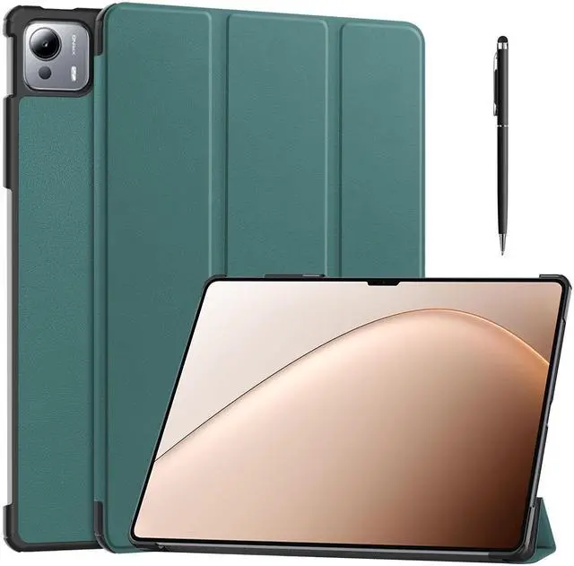 Main image of WERLEO Case for Xiaomi Pad 7 Ultra 14 Inch, Tri fold Slim Lightweight Hard Shell Smart Protective Cover with Multi-Angle Stand, Universal Stylus Pen Dark Green