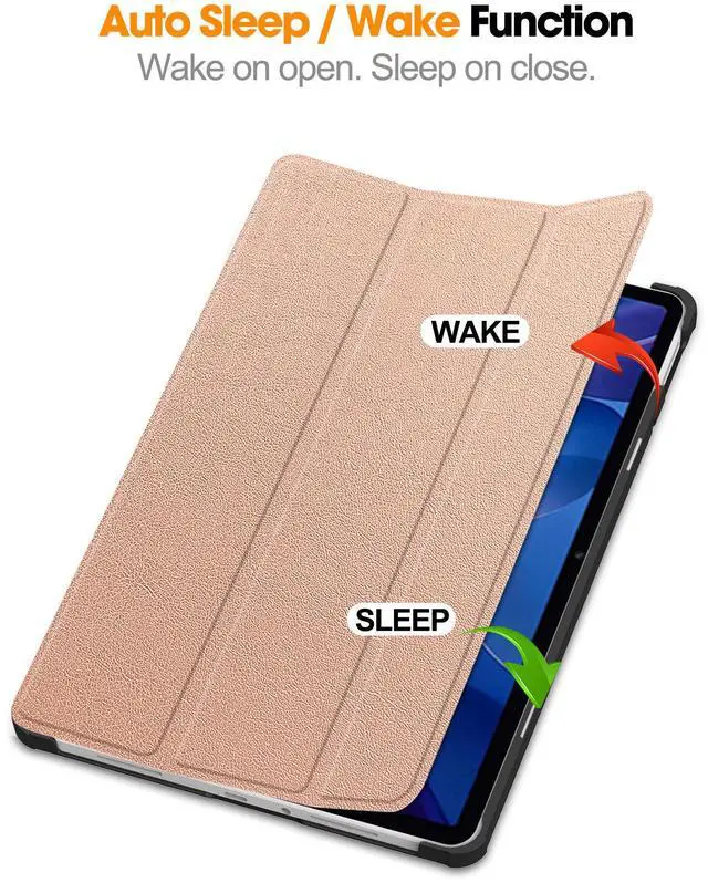 Alt view image 2 of 7 - WERLEO Case for Xiaomi Redmi Pad 2 11 inch 2025, Tri fold Slim Hard Shell Smart Protective Cover with Multi-Angle Stand, Auto Sleep/Wake, Universal Stylus Pen Rose Gold