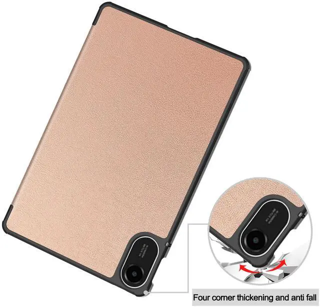 Alt view image 7 of 7 - WERLEO Case for Xiaomi Redmi Pad 2 11 inch 2025, Tri fold Slim Hard Shell Smart Protective Cover with Multi-Angle Stand, Auto Sleep/Wake, Universal Stylus Pen Rose Gold
