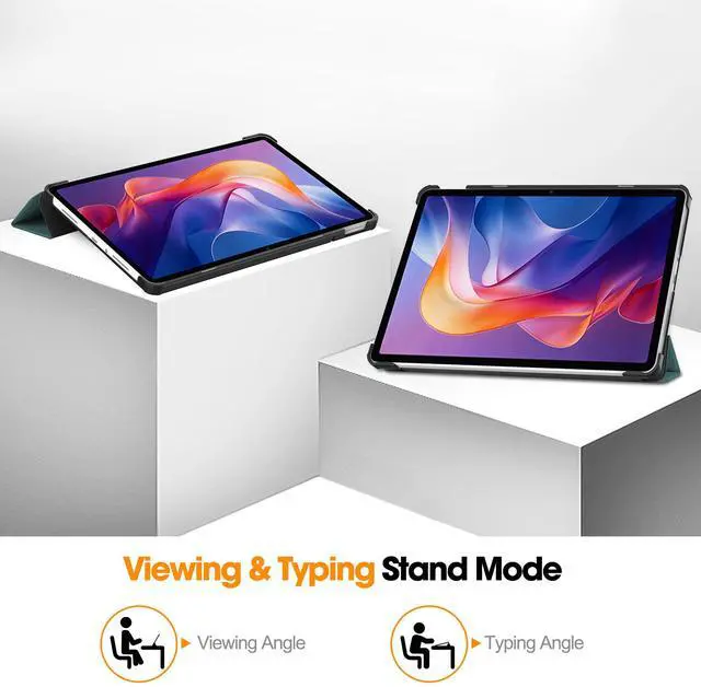 Alt view image 3 of 7 - WERLEO Case for Xiaomi Redmi Pad 2 11 inch 2025, Tri fold Slim Hard Shell Smart Protective Cover with Multi-Angle Stand, Auto Sleep/Wake, Universal Stylus Pen Dark Green