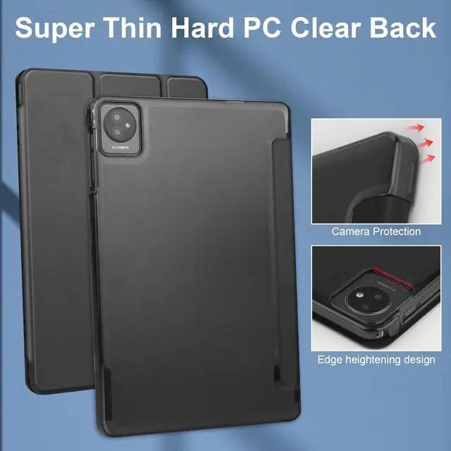 Alt view image 4 of 7 - WERLEO Custer Case for Blackview Tab 7 WiFi / Tab 8 WiFi 10.1" Ultra-Thin PU-Leather Hard Shell Slim Translucent Frosted Hard Back Cover with Universal Stylus Pen