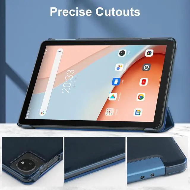 Alt view image 3 of 7 - WERLEO Custer Case for Blackview Tab 7 WiFi / Tab 8 WiFi 10.1" Ultra-Thin PU-Leather Hard Shell Slim Translucent Frosted Hard Back Cover with Universal Stylus Pen Blue