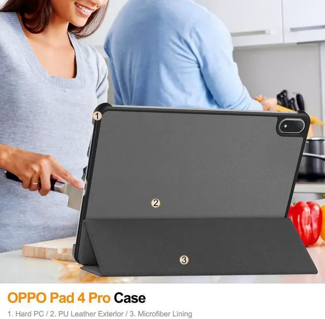 Alt view image 6 of 7 - WERLEO Case for Oppo Pad 4 Pro / OnePlus Pad 2 Pro / OnePlus Pad 3 13.2 inch 2025, Tri fold Slim Hard Shell Smart Protective Cover with Multi-Angle Stand, Auto Sleep/Wake, Stylus Pen Grey