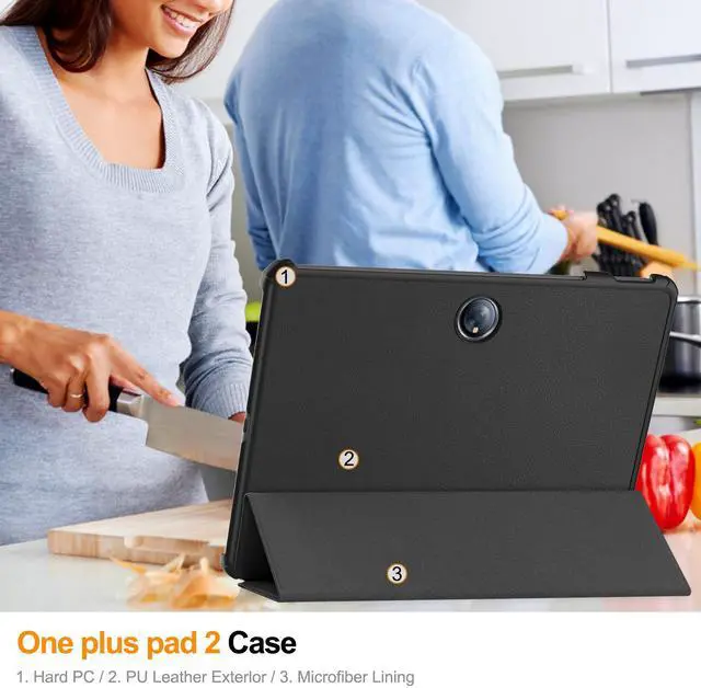 Alt view image 6 of 7 - WERLEO Case for OnePlus Pad 2 / OnePlus Pad Pro 12.1 inch 2024, Folio Slim Smart Cover Lightweight Hard Shell Protective Case with Multi-Angle Stand, Universal Stylus Pen