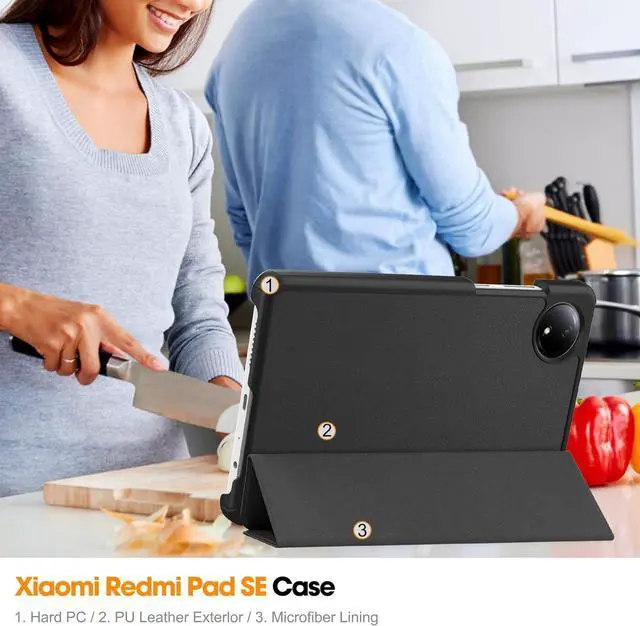 Alt view image 5 of 7 - WERLEO Case for Xiaomi Redmi Pad SE 8.7 inch 2024, Slim Smart Cover Lightweight Hard Shell Protective Cover with Multi-Angle Stand, Universal Stylus Pen
