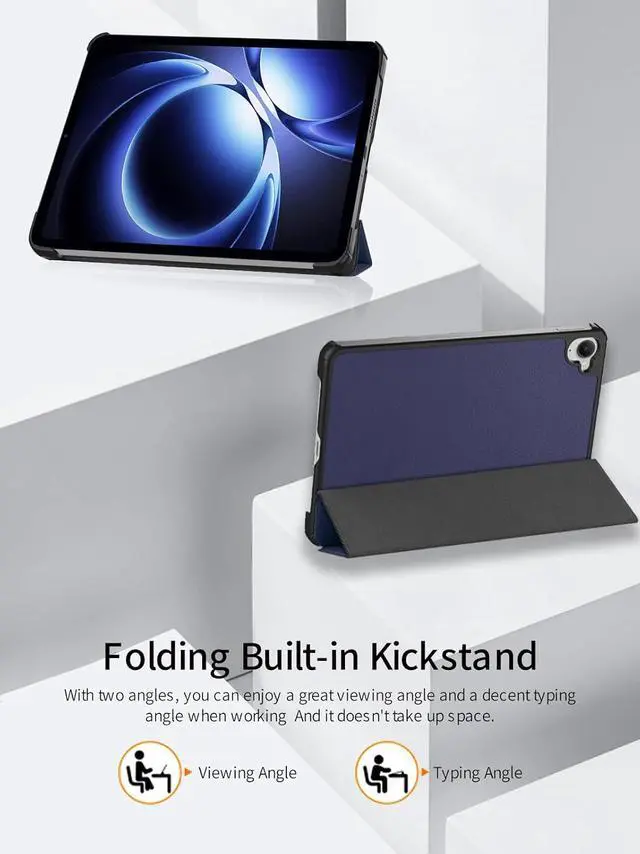Alt view image 3 of 7 - WERLEO Case for Xiaomi Redmi K Pad 8.8 Inch 2025, Slim Smart Cover Lightweight Hard Shell Protective Cover with Multi-Angle Stand, Universal Stylus Pen Blue