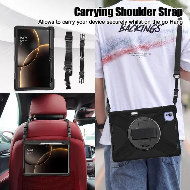 Alt view image 5 of 7 - WERLEO Case for Xiaomi Pad 7 Ultra 14 inch 2025 Shockproof Cover with Screen Protector Pencil Holder Rotatable Stand Shoulder Strap Stylus Pen