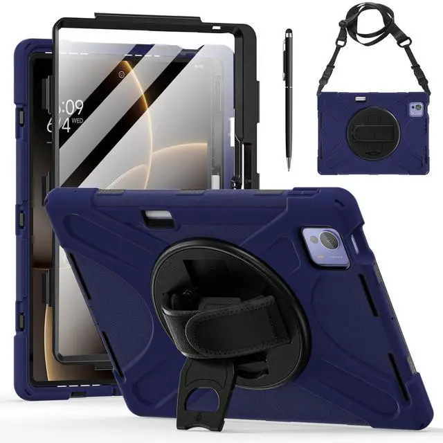 Main image of WERLEO Case for Xiaomi Pad 7 Ultra 14 inch 2025 Shockproof Cover with Screen Protector Pencil Holder Rotatable Stand Shoulder Strap Stylus Pen Navy Blue