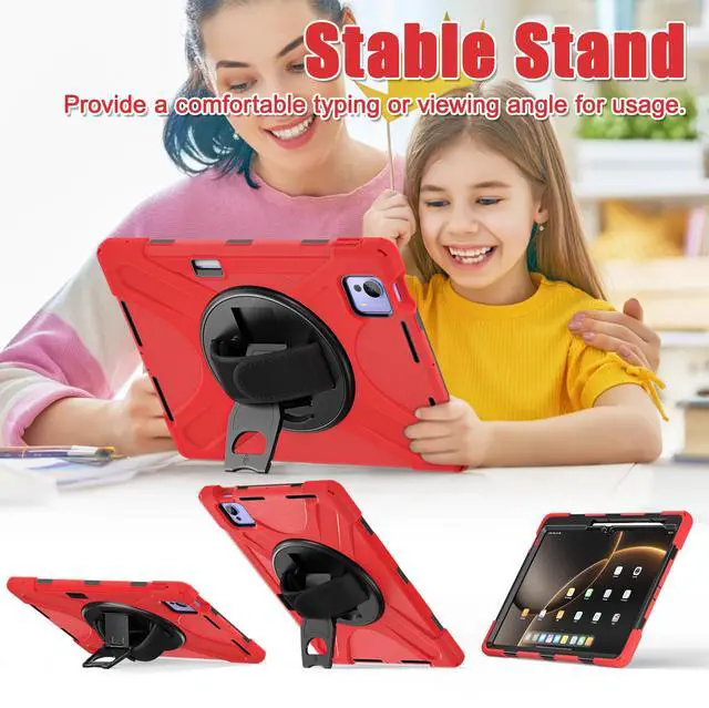 Alt view image 3 of 7 - WERLEO Case for Xiaomi Pad 7 Ultra 14 inch 2025 Shockproof Cover with Screen Protector Pencil Holder Rotatable Stand Shoulder Strap Stylus Pen Red