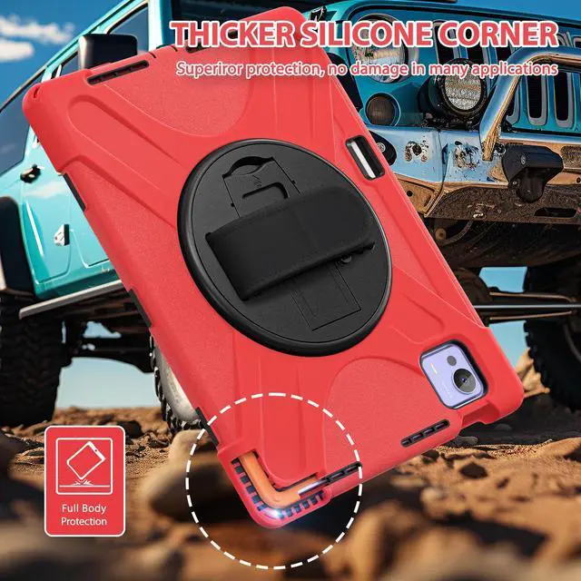 Alt view image 2 of 7 - WERLEO Case for Xiaomi Pad 7 Ultra 14 inch 2025 Shockproof Cover with Screen Protector Pencil Holder Rotatable Stand Shoulder Strap Stylus Pen Red