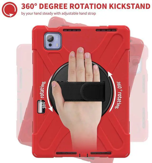 Alt view image 4 of 7 - WERLEO Case for Xiaomi Pad 7 Ultra 14 inch 2025 Shockproof Cover with Screen Protector Pencil Holder Rotatable Stand Shoulder Strap Stylus Pen Red