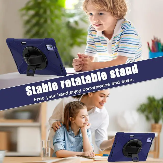 Alt view image 4 of 7 - WERLEO Case for Xiaomi Pad 7 Ultra 14 inch 2025 Shockproof Cover with Screen Protector Pencil Holder Rotatable Stand Shoulder Strap Stylus Pen Navy Blue