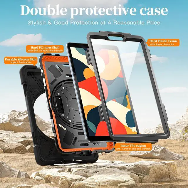Alt view image 6 of 7 - WERLEO Case for Lenovo Tab One 8.7 inch 2025 / Tab K9 8.7" 2025 TB305XU TB305FU Shockproof Cover with Screen Protector + Rotating Hand Strap & Stand + Shoulder Strap + Universal Stylus Pen